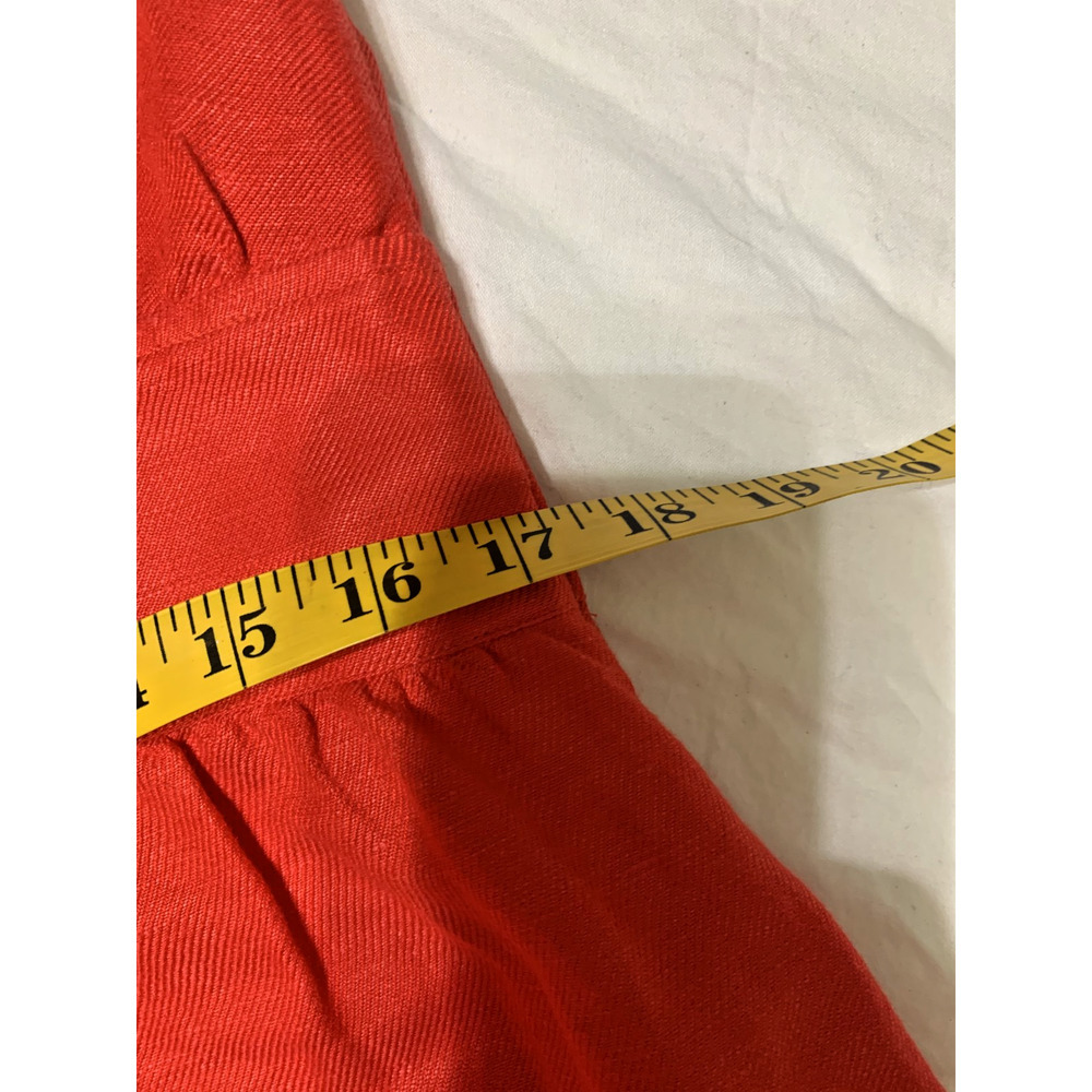 Izod Women's Dress Size 12 Red Linen Blend Empire Waist Embroidered Hem Resort - Picture 5 of 7